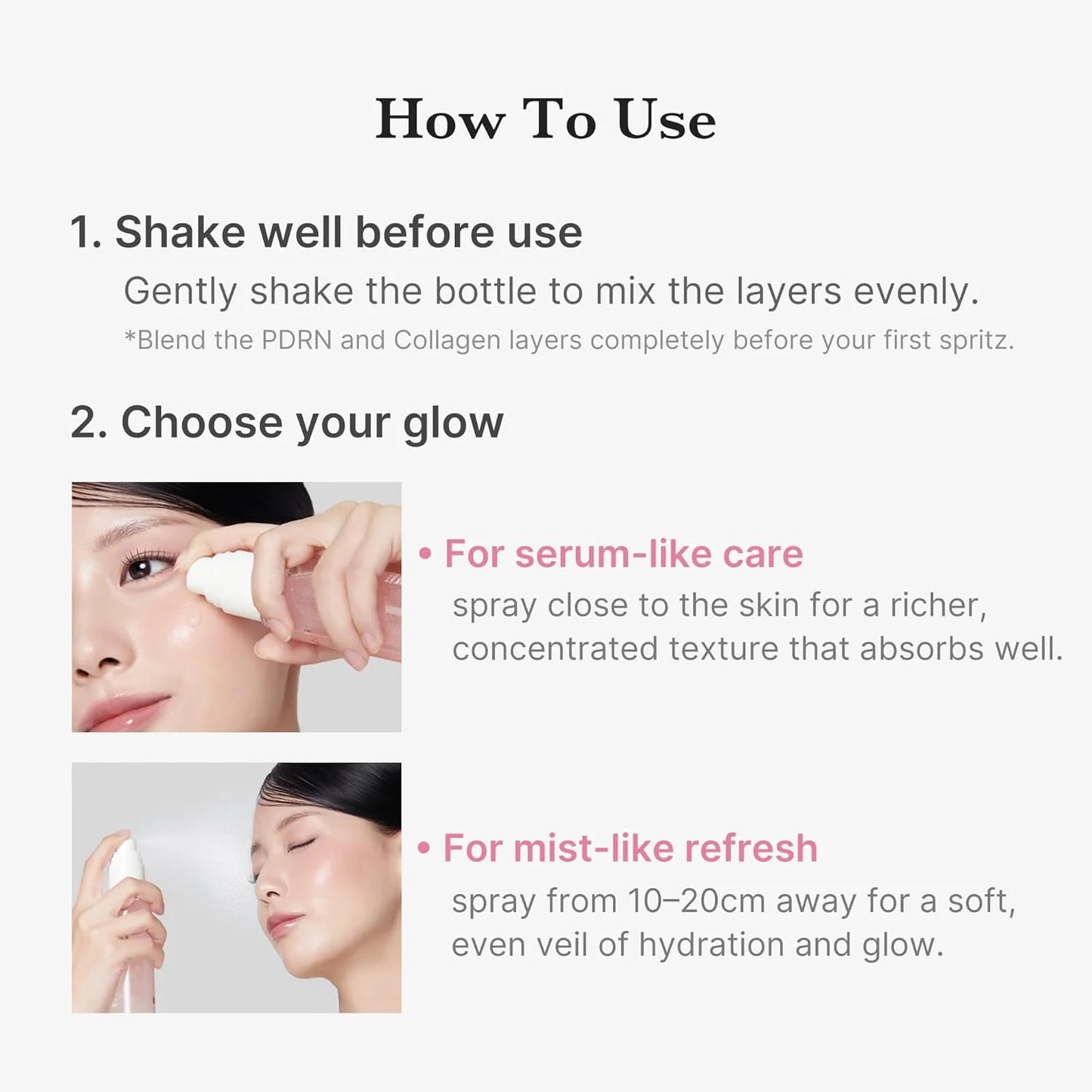PDRN Pink Collagen Glow Jelly Mist Serum – Dual-Texture Jelly Mist Serum with Niacinamide, Glutathione, Ceramide & Hyaluronic Acid – Hydrating Radiance & Plump Skin – 100 Ml