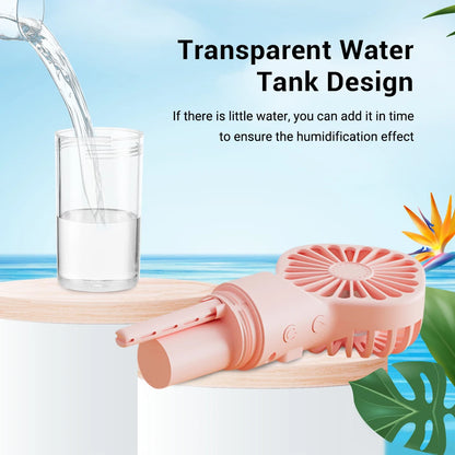 2 in 1 Handheld Fan 4-Speed Water Spray Mist Fan Outdoor Mini Spray Fan Summer Cooling Artifact USB Charging Summer Supplies