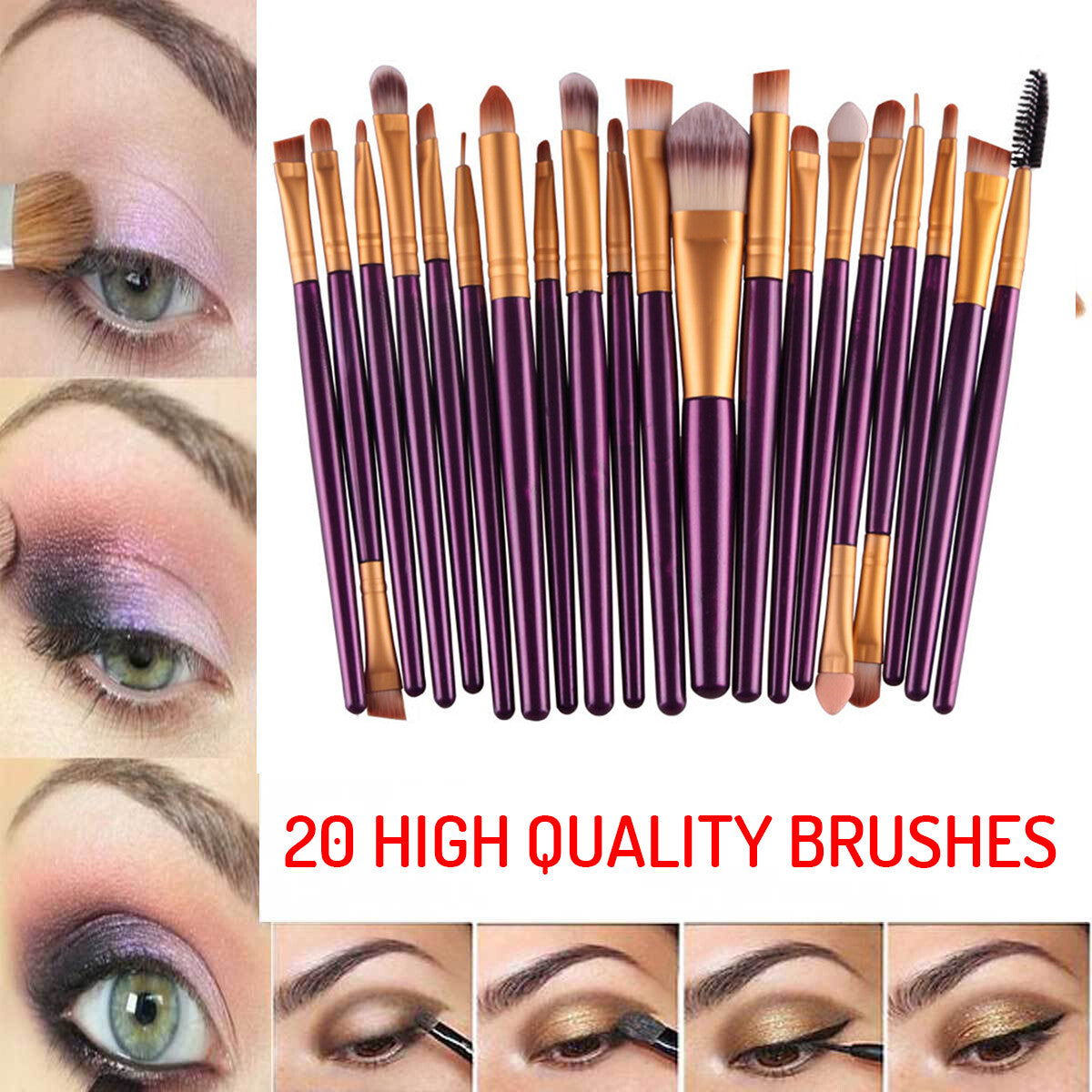 20Pcs Makeup BRUSHES Kit Set Powder Foundation Eyeshadow Eyeliner Lip Brush NEW