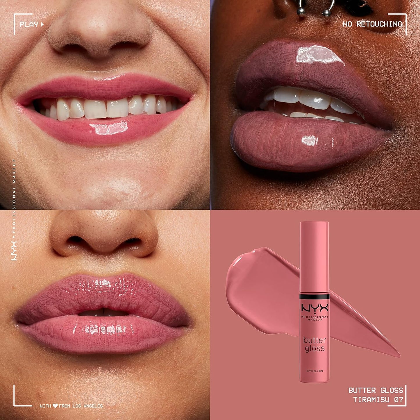 NYX Butter Gloss Non-Sticky Lip Gloss Set - Tiramisu (Brown) & Eclair (Pink)
