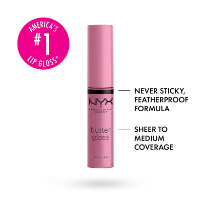 NYX Butter Gloss Non-Sticky Lip Gloss Set - Tiramisu (Brown) & Eclair (Pink)