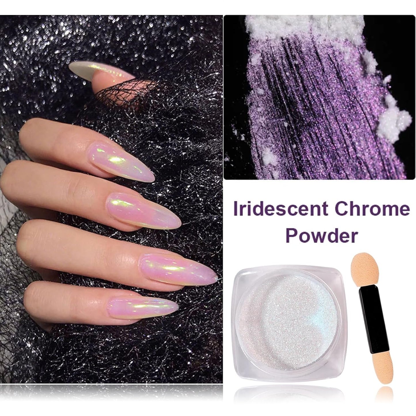7 Color Symphony Mermaid Pearl Neon Ice Aurora Dust - White High Glossy Metallic Mirror Effect Nail Powder