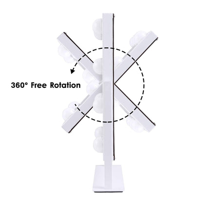 Vanity Mirror with Lights, Hollywood Lighted Makeup Mirror with 3 Color Modes and 9 Dimmable Diamond LED Light Bulbs, Detachable 10X Magnification, 360° Rotation, Touch Control, White