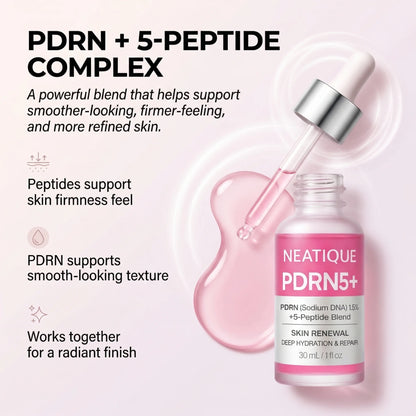 PDRN Serum by , PDRN (Sodium DNA) 1.5% + 5-Peptide Blend, Hydrating Face Serum, Moisture Barrier Support, Smooth & Plump-Looking Skin, Lightweight Essence, 1 Fl Oz (30 Ml)