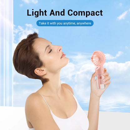 2 in 1 Handheld Fan 4-Speed Water Spray Mist Fan Outdoor Mini Spray Fan Summer Cooling Artifact USB Charging Summer Supplies