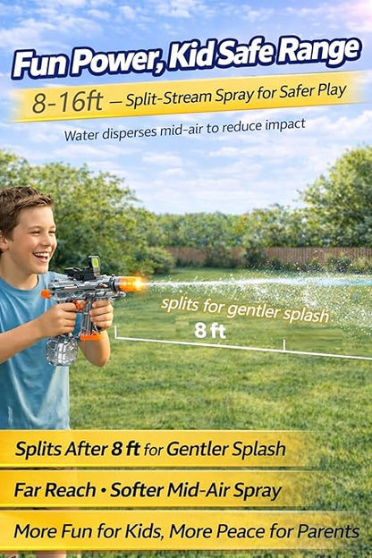 Electric Water Gun Fire Flash – 320ml, LED Light-Up, Rechargeable Squirt Gun for Kids & Adults