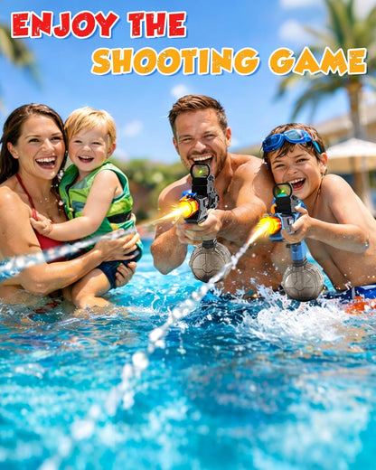 Electric Water Gun Fire Flash Upgraded, 320 Capacity Water Pistol Toy Squirt Gun for Kids Adults, Summer Outdoor Toy Yard Beach Swimming Water Play Toys (Black)