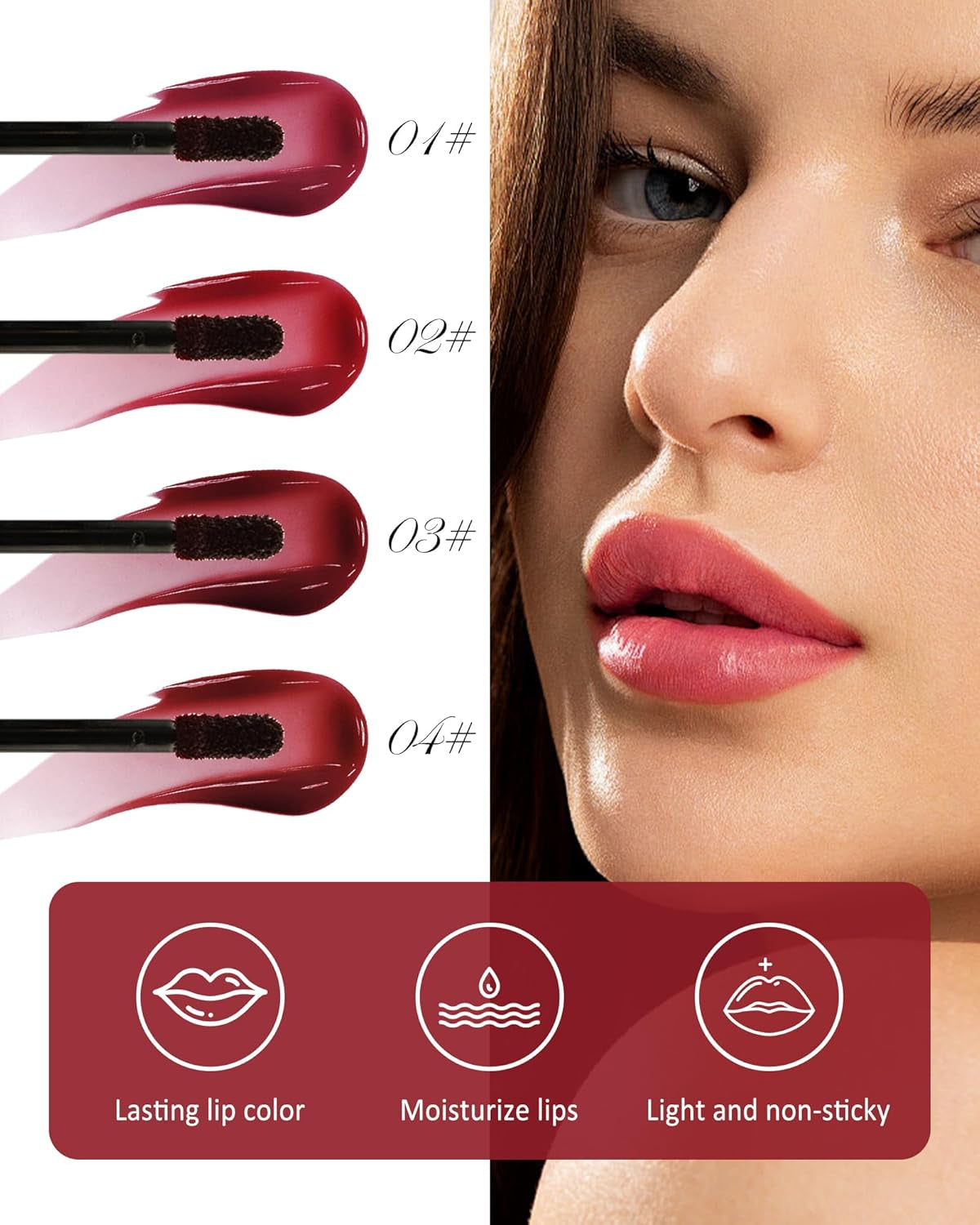 Peel off Lip Stain - Red Matte Lip Liner Stain Waterproof Long Lasting 24H, Highly Pigmented Lip Tattoo Peel off Lip Tint Stain, Transfer-Proof and Non-Stick Cup, Liquid Lip Gloss Makeup for Women-03
