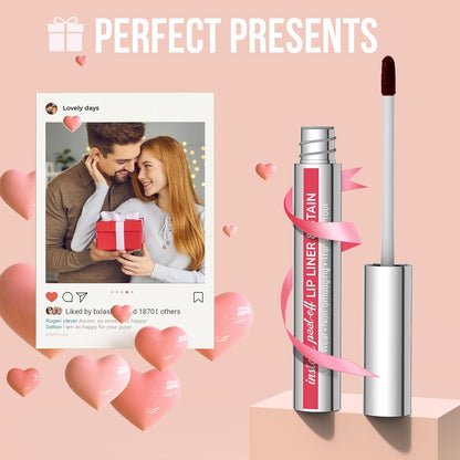 Lip Stain - Lip Liner Stain, Long Lasting Lip Stain Peel Off, Waterproof Stay on All Day, Transfer-Proof, Highly Pigmented, Natural Color, Coffee