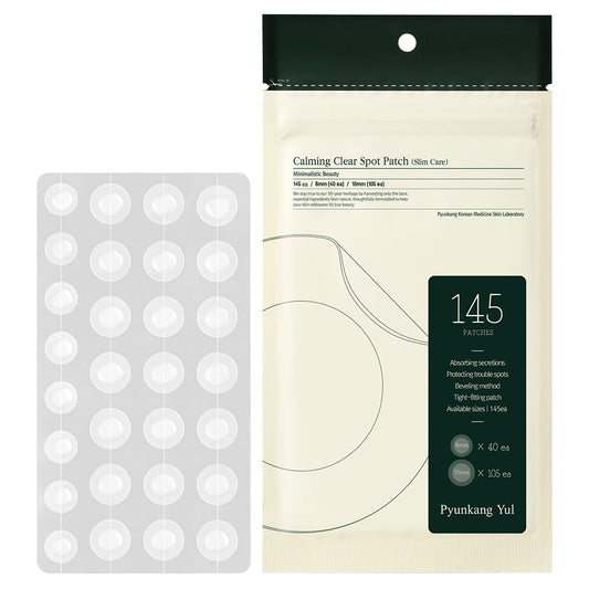 PKY Calming Clear Spot Patch (Slim Care)145 Count Quick, Adhesive & Invisible Oval Fit Stickers, Hydrocolloid Acne Spot Cover, Pimple Focused Skin Care for Blemishes and Zit, 2 Sized