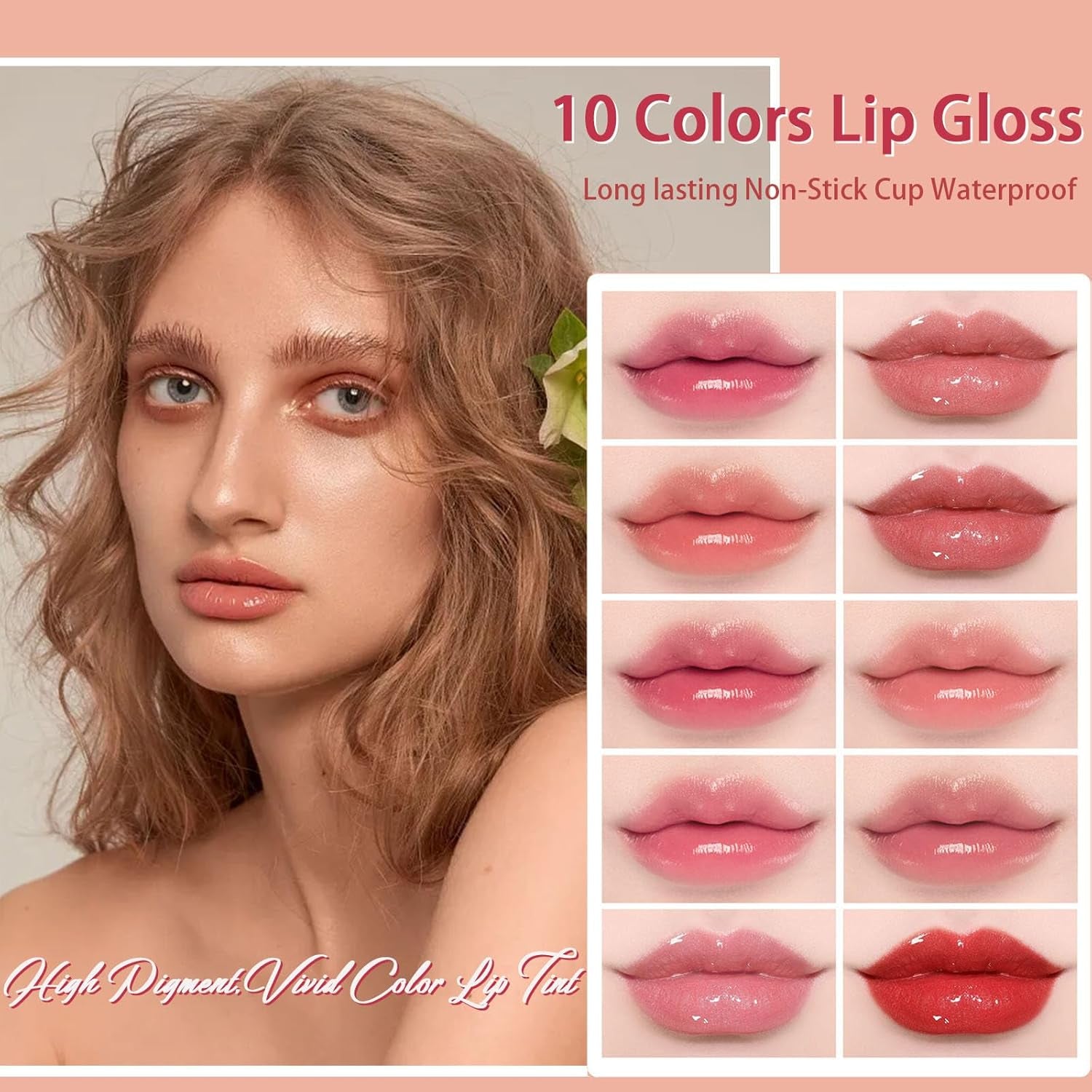 1 Colors Lip Tint Stain Mini Liquid Lipstick Set, Korean Lip Gloss Moisturizing Natural, Multi-Use Lip and Cheek Tint, Non-Stick Cupwaterproof, Lightweight, High Pigment, Long-Lasting, Vivid Color
