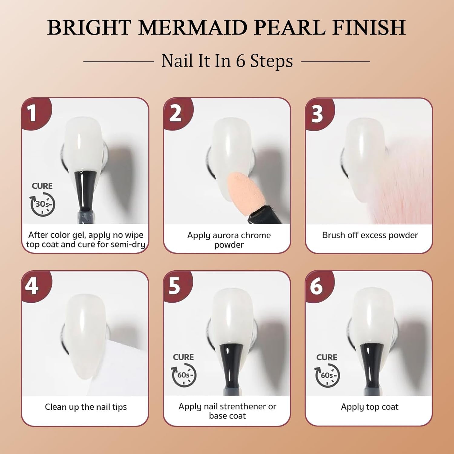 7 Color Symphony Mermaid Pearl Neon Ice Aurora Dust - White High Glossy Metallic Mirror Effect Nail Powder