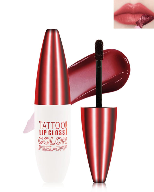 Peel off Lip Stain - Red Matte Lip Liner Stain Waterproof Long Lasting 24H, Highly Pigmented Lip Tattoo Peel off Lip Tint Stain, Transfer-Proof and Non-Stick Cup, Liquid Lip Gloss Makeup for Women-03