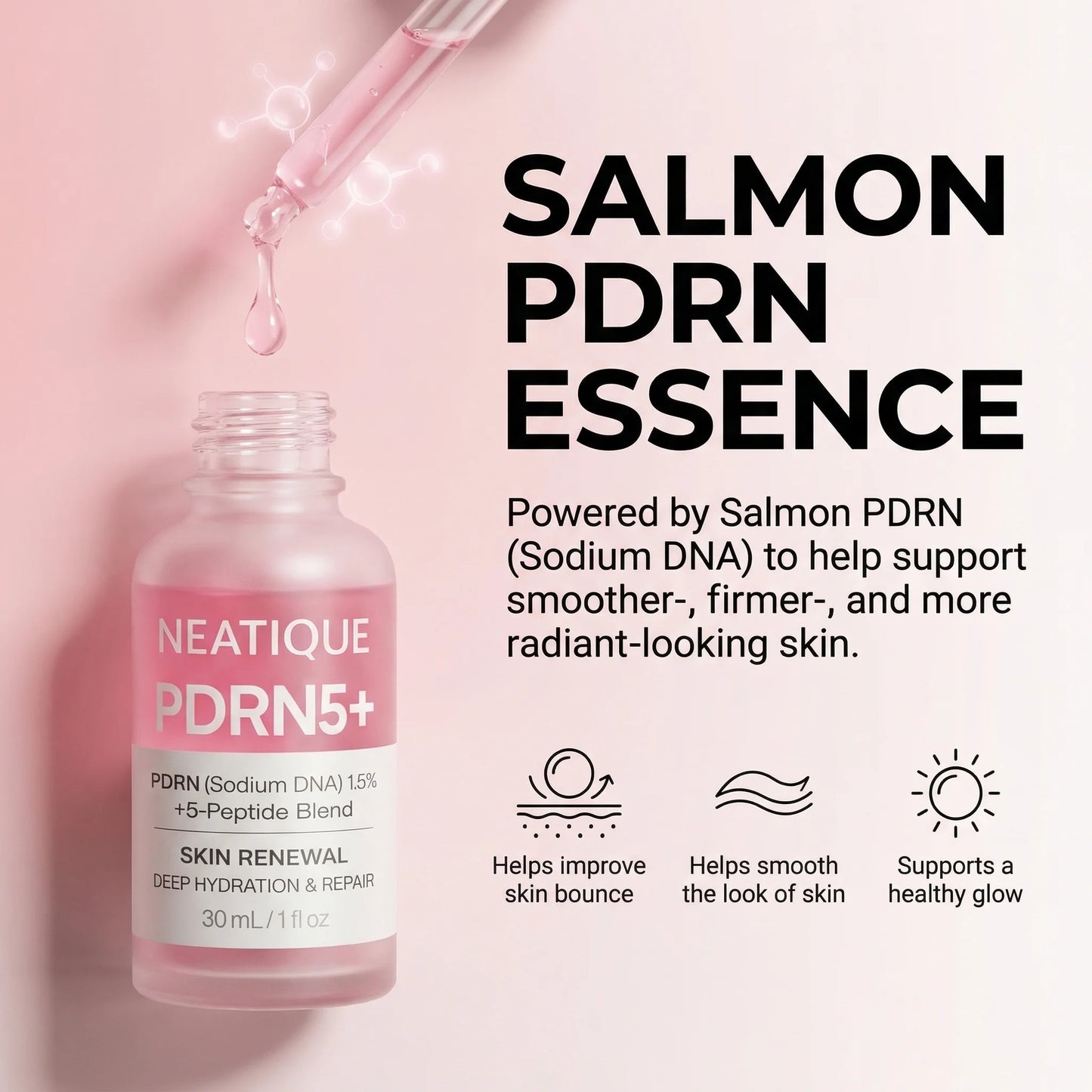 PDRN Serum by , PDRN (Sodium DNA) 1.5% + 5-Peptide Blend, Hydrating Face Serum, Moisture Barrier Support, Smooth & Plump-Looking Skin, Lightweight Essence, 1 Fl Oz (30 Ml)