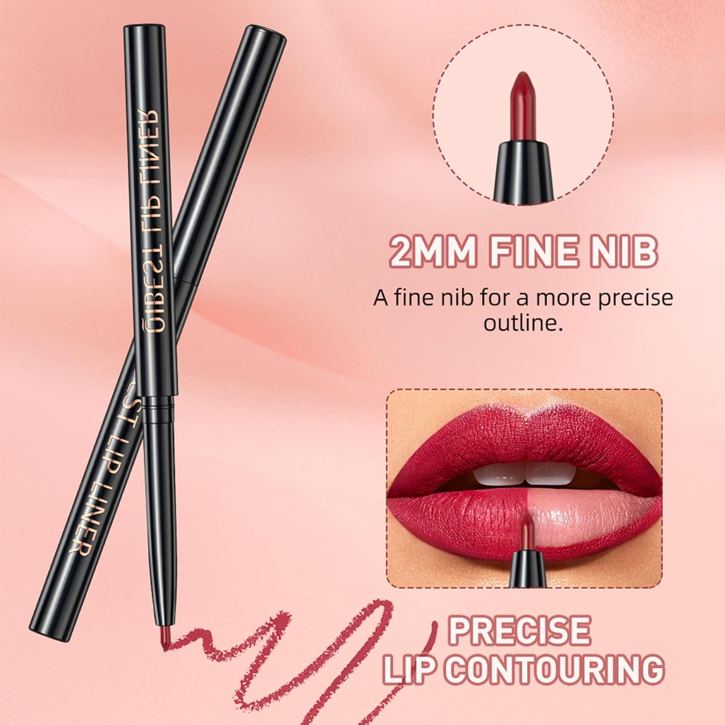 Black Matte Liquid Lipstick Trio 3-in-1 Lip Set