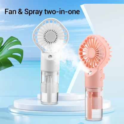 2 in 1 Handheld Fan 4-Speed Water Spray Mist Fan Outdoor Mini Spray Fan Summer Cooling Artifact USB Charging Summer Supplies