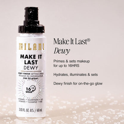 Setting Spray + Primer, Make It Last Dewy - Dewy Finish Moisturizing Formula for Glow on the Go, Setting Spray for Makeup and Face Primer, Prime + Set + Hydrate, 2.03 Fl. Oz