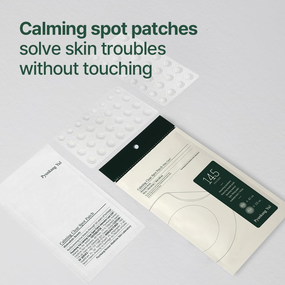 PKY Calming Clear Spot Patch (Slim Care)145 Count Quick, Adhesive & Invisible Oval Fit Stickers, Hydrocolloid Acne Spot Cover, Pimple Focused Skin Care for Blemishes and Zit, 2 Sized