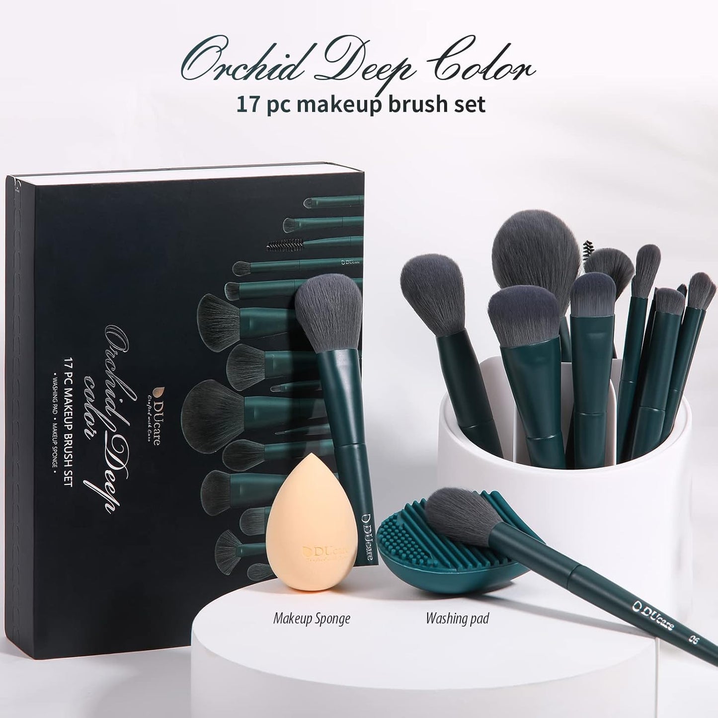 Makeup Gift Set 19 Pcs,17Pcs Makeup Brushes Set 1Pc Cleaning Mat 1Pc Makeup Sponge Make up Brushes for Foundation,Face Blending Powder, Contour, Bronzer,Highlight, Concealer, Eyeshadow
