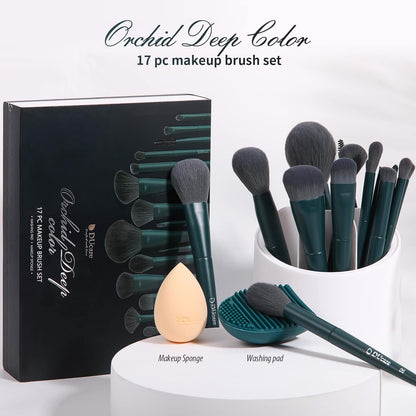 Makeup Gift Set 19 Pcs,17Pcs Makeup Brushes Set 1Pc Cleaning Mat 1Pc Makeup Sponge Make up Brushes for Foundation,Face Blending Powder, Contour, Bronzer,Highlight, Concealer, Eyeshadow