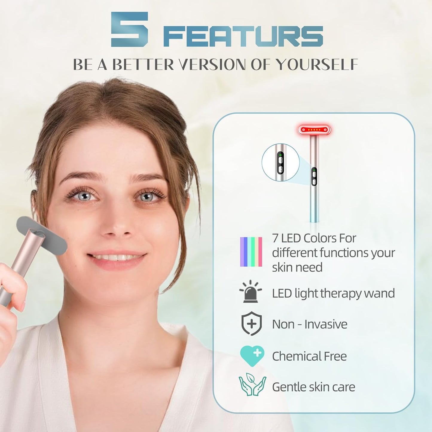 7 in 1 LED Light Therapy Facial Red & Blue Rejuvenation Tool