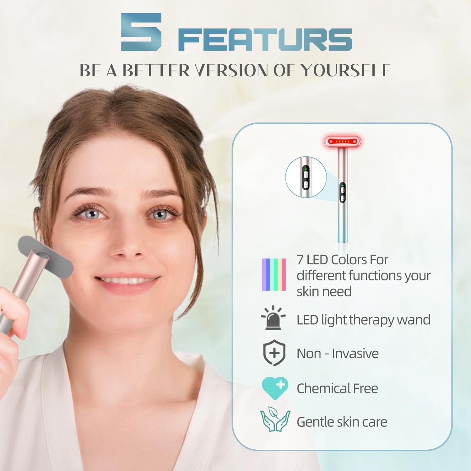 7 in 1 LED Light Therapy Facial Red & Blue Rejuvenation Tool