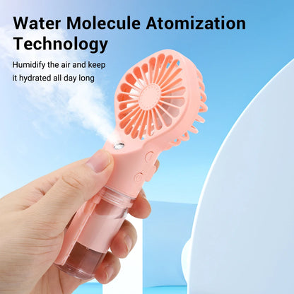 2 in 1 Handheld Fan 4-Speed Water Spray Mist Fan Outdoor Mini Spray Fan Summer Cooling Artifact USB Charging Summer Supplies